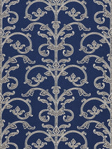 Scalamandre SC 0003WP88558 NAVY SAXONY SCROLL WALLPAPER - Eade's Wallpaper