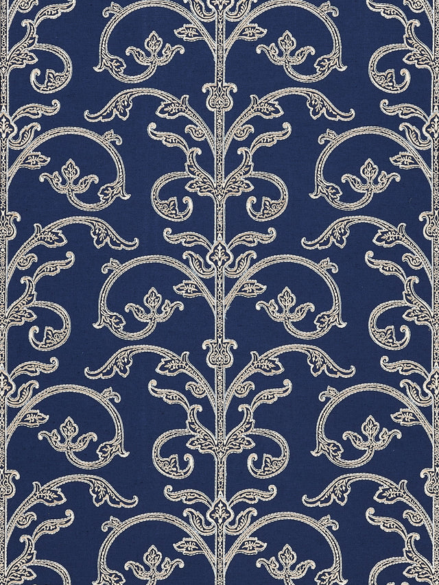 Scalamandre SC 0003WP88558 NAVY SAXONY SCROLL WALLPAPER - Eade's Wallpaper