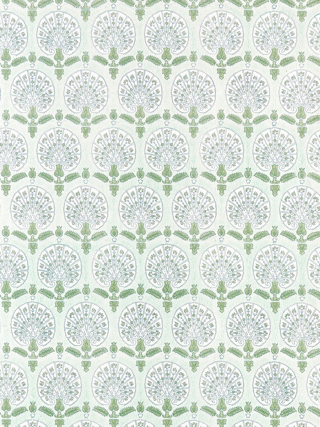 Scalamandre SC 0003WP88560 GREEN TEA KARANFIL BLOCK PRINT WALLPAPER - Eade's Wallpaper