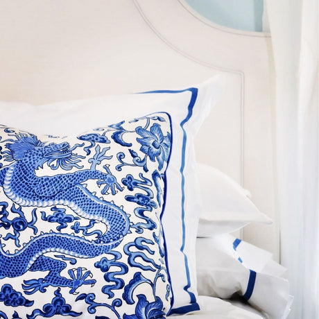 Scalamandre SC 000416558 INDIGO CHI'EN DRAGON LINEN PRINT Fabric - Eade's Wallpaper