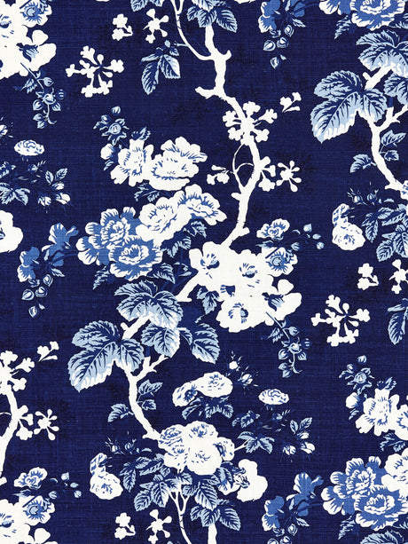 Scalamandre SC 000416602 INDIGO ASCOT LINEN PRINT Fabric - Eade's Wallpaper
