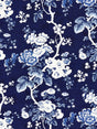 Scalamandre SC 000416602 INDIGO ASCOT LINEN PRINT Fabric - Eade's Wallpaper