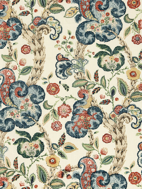 Scalamandre SC 000416603 MULTI ON CREAM CUMBRIA HAND BLOCK PRINT Fabric - Eade's Wallpaper