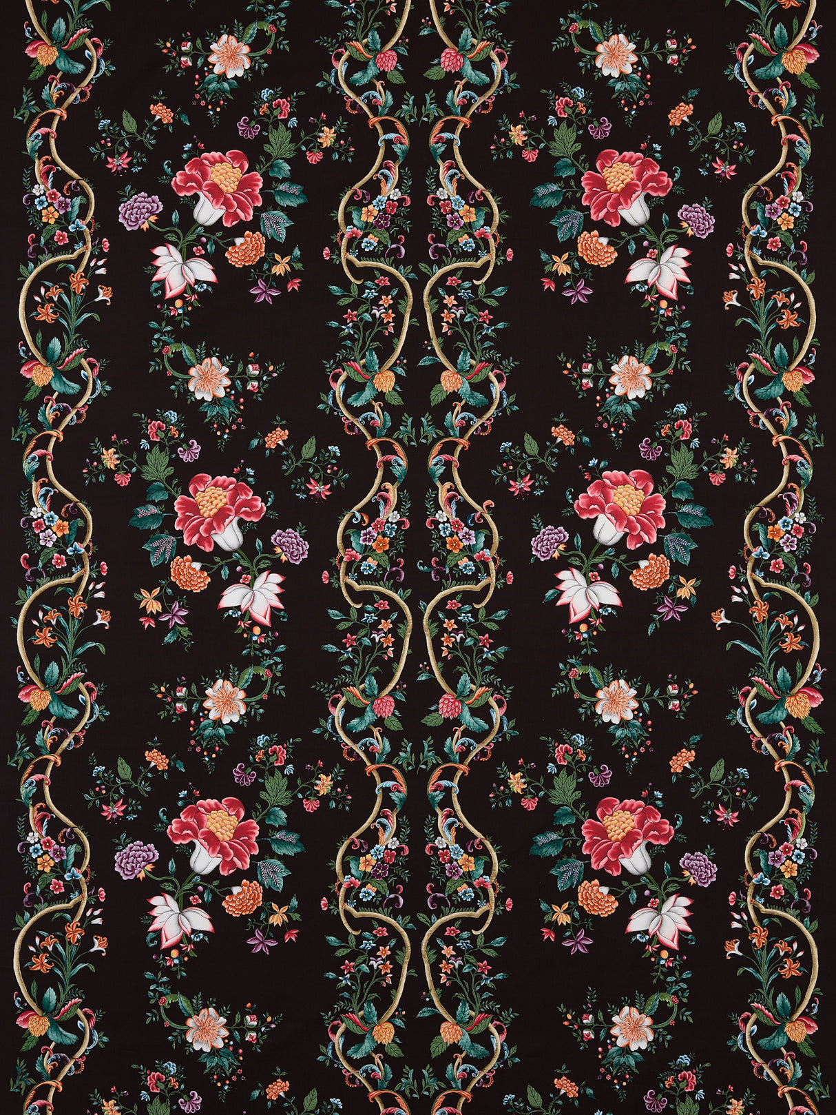 Scalamandre SC 000416648 ONYX RUBY CAMELLIA TRELLIS Fabric - Eade's Wallpaper