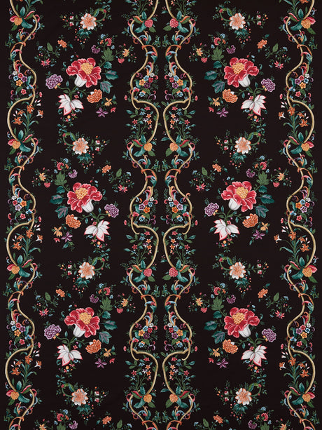 Scalamandre SC 000416648 ONYX RUBY CAMELLIA TRELLIS Fabric - Eade's Wallpaper