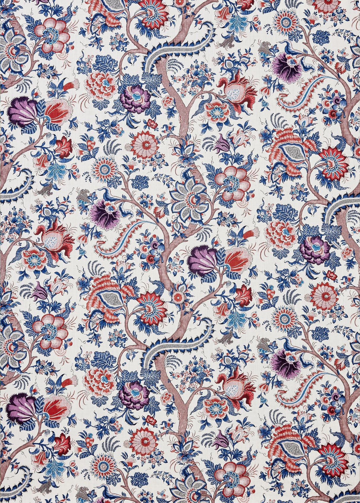 Scalamandre SC 000416649 RED MULTI METROPOLITAN PALAMPORE PRINT Fabric - Eade's Wallpaper