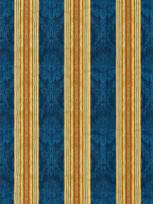 Scalamandre SC 000426166 MULTI ON COBALT SANTA MARGARITA Fabric - Eade's Wallpaper