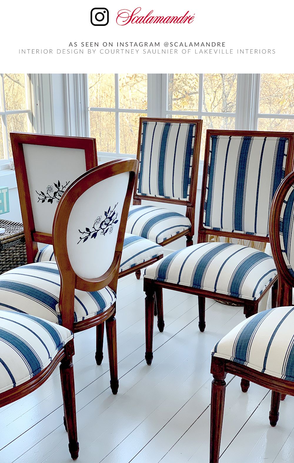 Scalamandre SC 000427110 INDIGO SCONSET STRIPE Fabric - Eade's Wallpaper