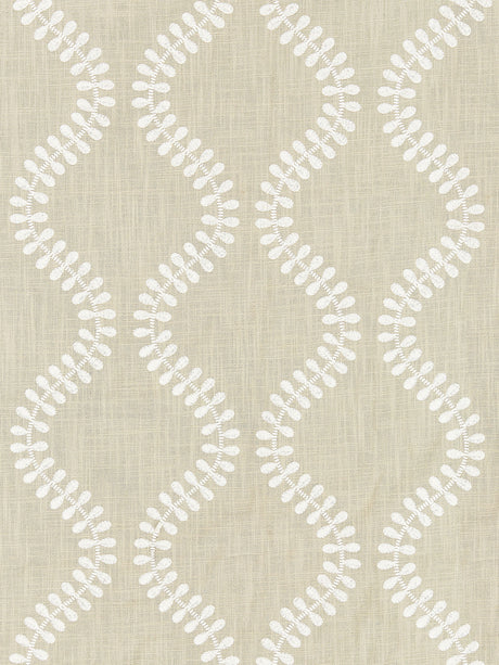 Scalamandre SC 000427127 FLAX FOGLIA EMBROIDERY Fabric - Eade's Wallpaper