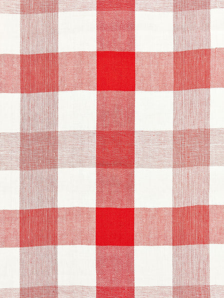 Scalamandre SC 000427135 CORAL WESTPORT LINEN PLAID Fabric - Eade's Wallpaper