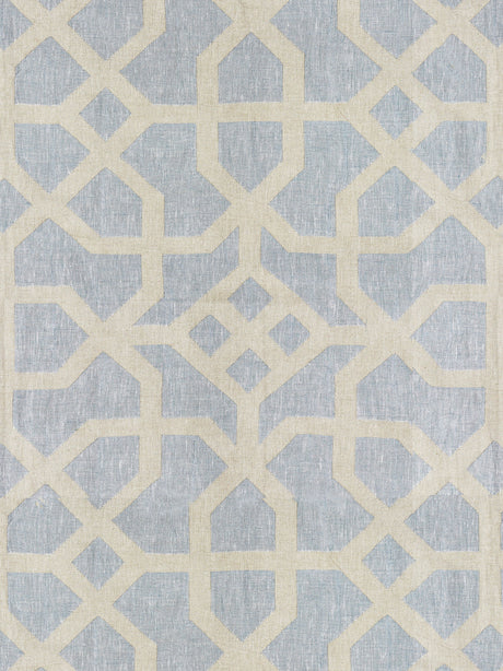 Scalamandre SC 000427149 BLUESTONE & FOG LINEN LATTICE Fabric - Eade's Wallpaper