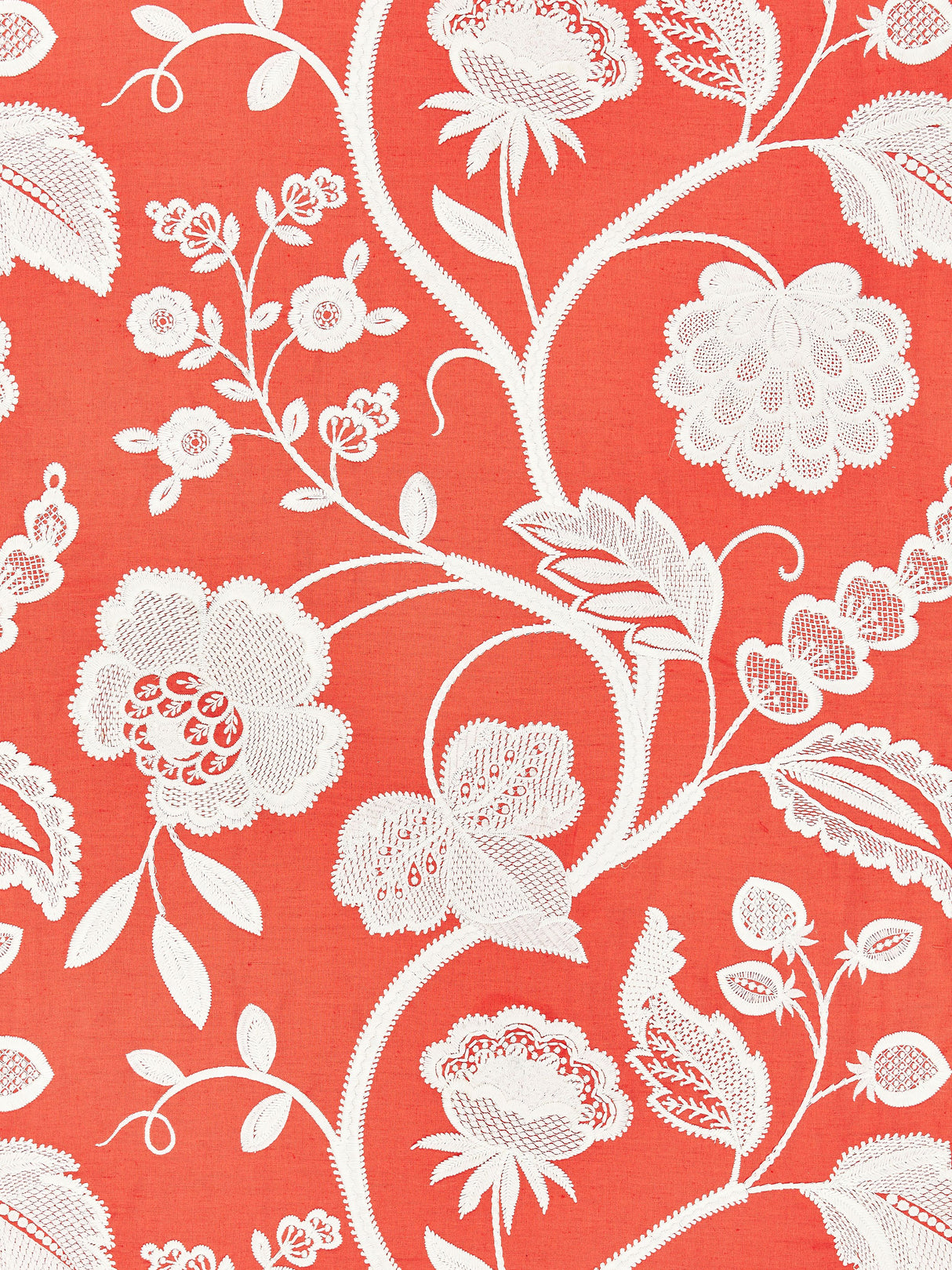 Scalamandre SC 000427151 CORAL KENSINGTON EMBROIDERY Fabric - Eade's Wallpaper