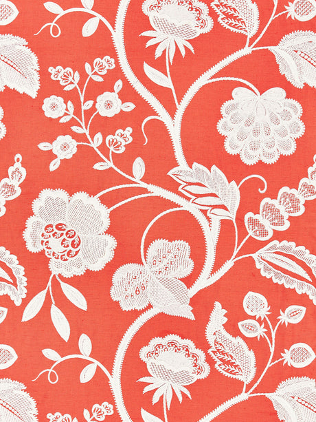 Scalamandre SC 000427151 CORAL KENSINGTON EMBROIDERY Fabric - Eade's Wallpaper