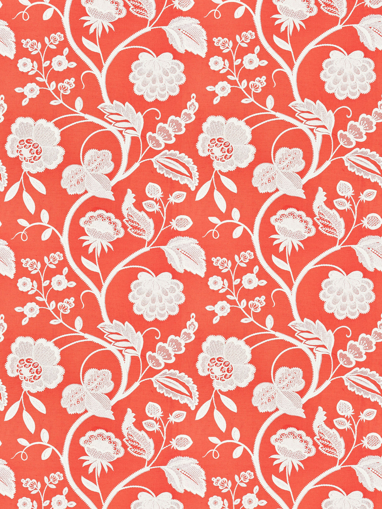 Scalamandre SC 000427151 CORAL KENSINGTON EMBROIDERY Fabric - Eade's Wallpaper