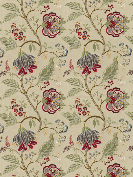 Scalamandre SC 000427175 CINNAMON PALAMPORE EMBROIDERY Fabric - Eade's Wallpaper