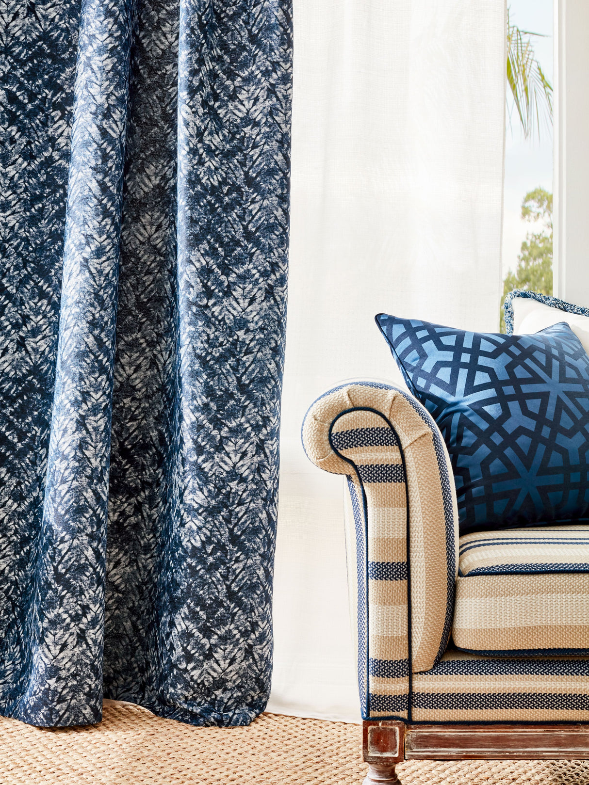 Scalamandre SC 000427199 INDIGO FIJI WEAVE Fabric - Eade's Wallpaper