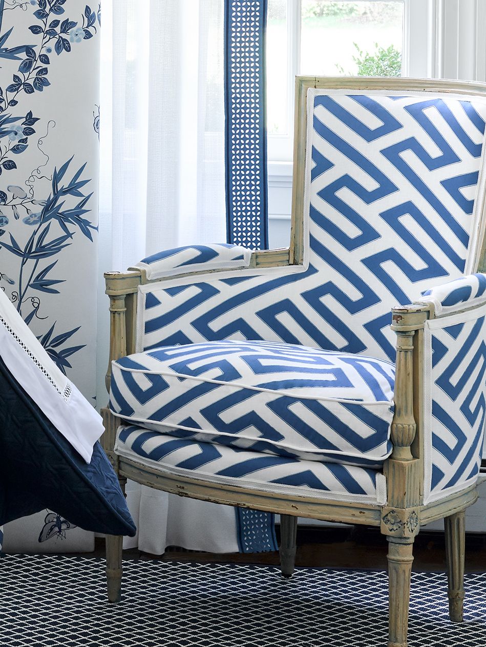 Scalamandre SC 000427218 PORCELAIN CANTON FRET APPLIQUE Fabric - Eade's Wallpaper