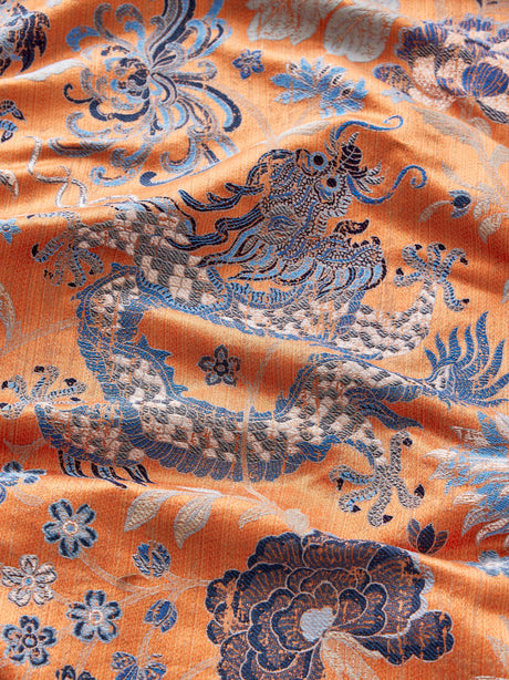 Scalamandre SC 000427327 PERSIMMON BLUE DRAGON TABLEAU Fabric - Eade's Wallpaper