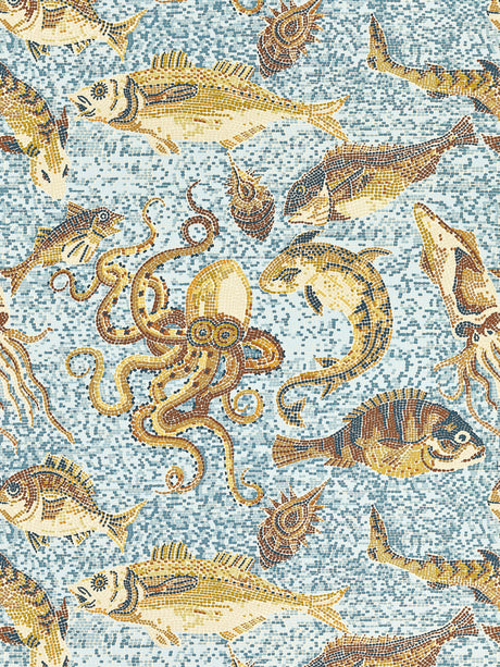 Scalamandre SC 0004WP81545 OCHRES & AQUA MIKONOS WALLPAPER - Eade's Wallpaper