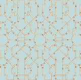 Scalamandre SC 0004WP81630 CREAM & RED ON AQUA BALDWIN BAMBOO WALLPAPER - Eade's Wallpaper
