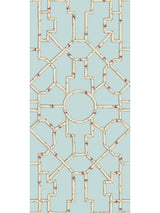 Scalamandre SC 0004WP81630 CREAM & RED ON AQUA BALDWIN BAMBOO WALLPAPER - Eade's Wallpaper