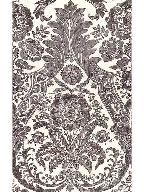 Scalamandre SC 0004WP88354 GRAPHITE LUCIANA DAMASK PRINT WALLPAPER - Eade's Wallpaper