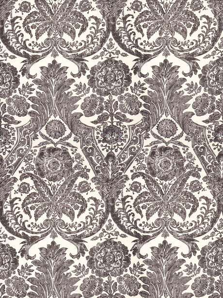 Scalamandre SC 0004WP88354 GRAPHITE LUCIANA DAMASK PRINT WALLPAPER - Eade's Wallpaper