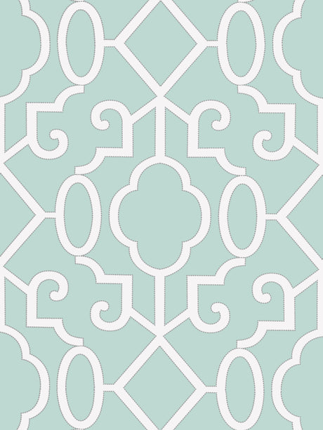 Scalamandre SC 0004WP88356 AQUAMARINE MING FRETWORK WALLPAPER - Eade's Wallpaper