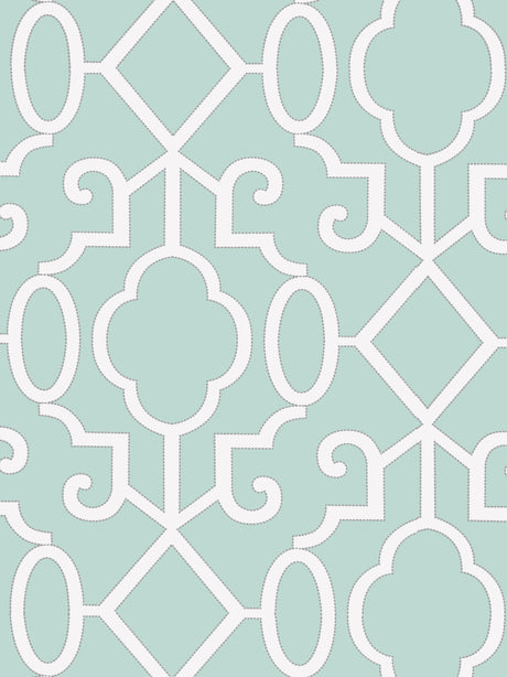 Scalamandre SC 0004WP88356 AQUAMARINE MING FRETWORK WALLPAPER - Eade's Wallpaper