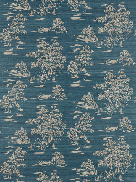Scalamandre SC 0004WP88445 PEACOCK KATSURA EMBROIDERED TOILE WALLPAPER - Eade's Wallpaper