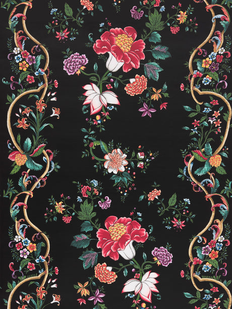 Scalamandre SC 0004WP88566 ONYX RUBY CAMELLIA TRELLIS WALLPAPER - Eade's Wallpaper