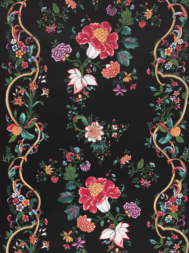 Scalamandre SC 0004WP88566 ONYX RUBY CAMELLIA TRELLIS WALLPAPER - Eade's Wallpaper