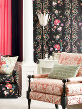 Scalamandre SC 0004WP88566 ONYX RUBY CAMELLIA TRELLIS WALLPAPER - Eade's Wallpaper