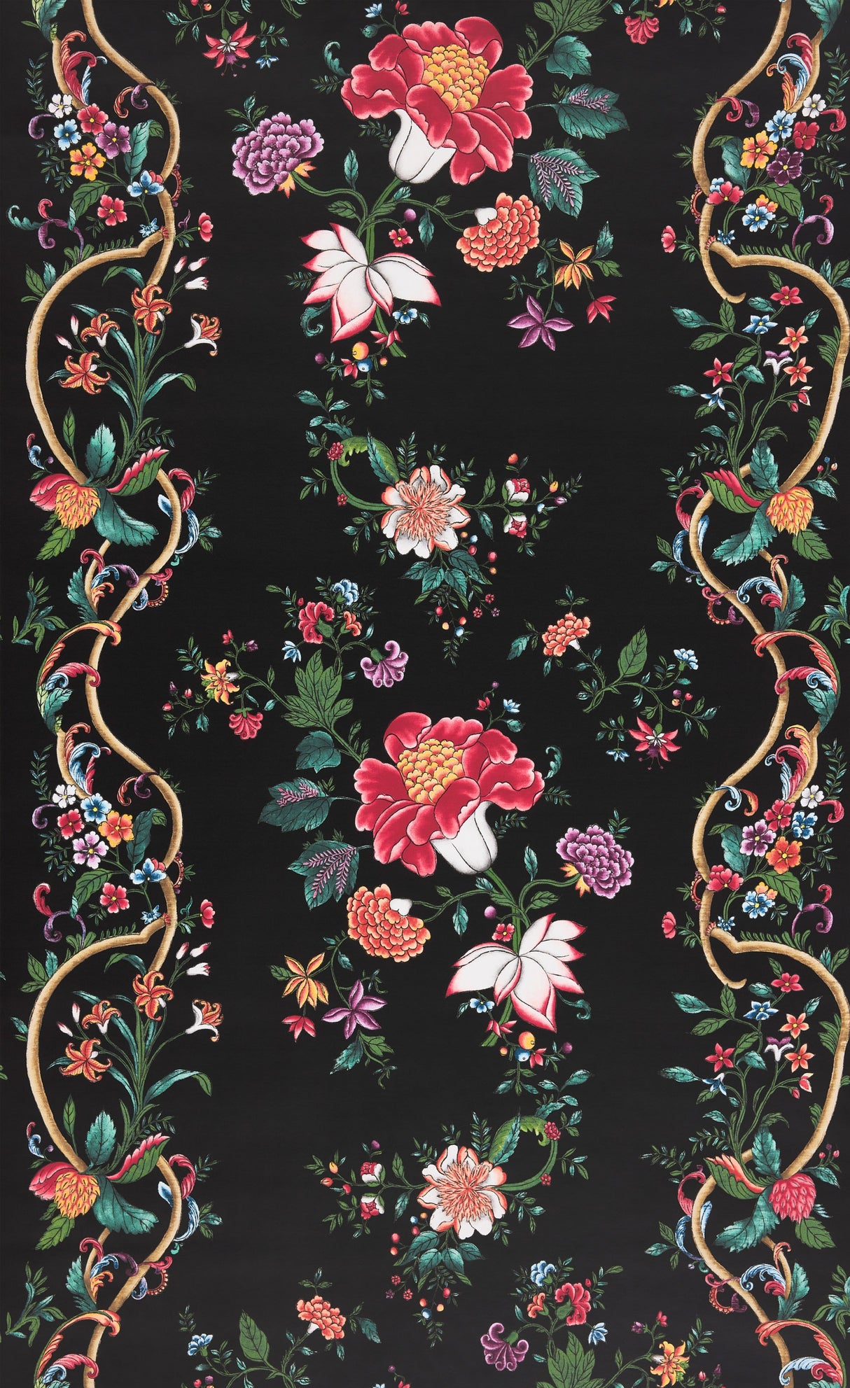 Scalamandre SC 0004WP88566 ONYX RUBY CAMELLIA TRELLIS WALLPAPER - Eade's Wallpaper