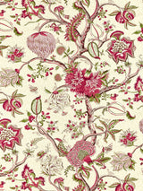 Scalamandre SC 000516430 TURKEY RED ON LIME PONDICHERRY COTTON PRINT Fabric - Eade's Wallpaper