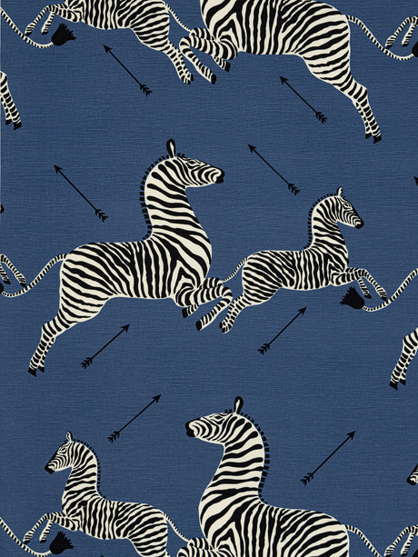 Scalamandre SC 000516496M DENIM ZEBRAS - FABRIC Fabric - Eade's Wallpaper