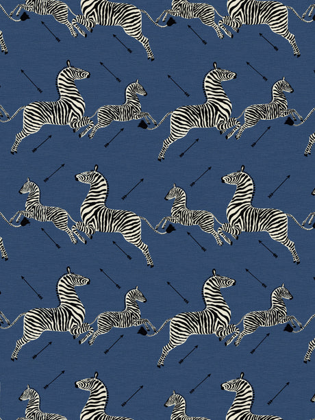 Scalamandre SC 000516496M DENIM ZEBRAS - FABRIC Fabric - Eade's Wallpaper