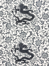 Scalamandre SC 000516558 CHARCOAL CHI'EN DRAGON LINEN PRINT Fabric - Eade's Wallpaper