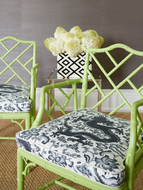 Scalamandre SC 000516558 CHARCOAL CHI'EN DRAGON LINEN PRINT Fabric - Eade's Wallpaper