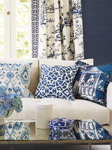 Scalamandre SC 000516559 INDIGO ANSHUN LATTICE Fabric - Eade's Wallpaper