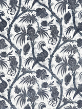 Scalamandre SC 000516575 INDIGO BALINESE PEACOCK LINEN PRINT Fabric - Eade's Wallpaper