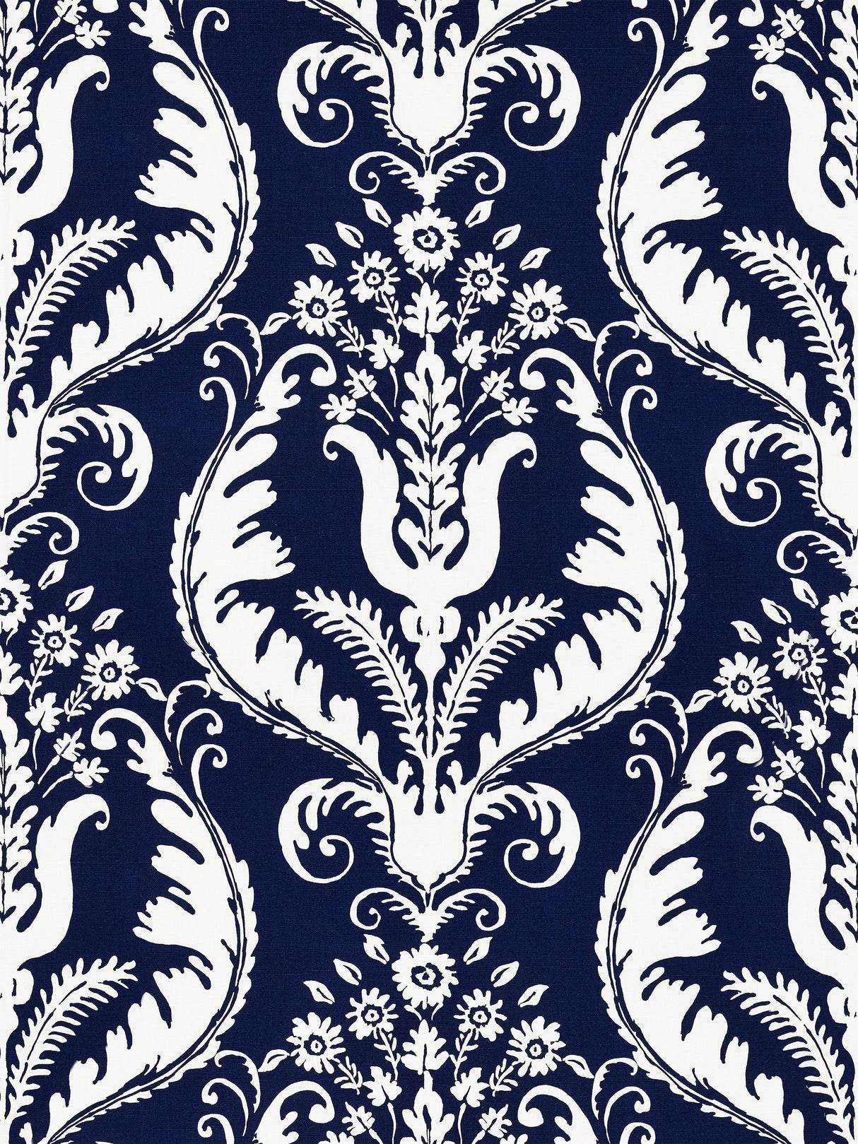 Scalamandre SC 000516597 NAVY PRIMAVERA LINEN PRINT Fabric - Eade's Wallpaper