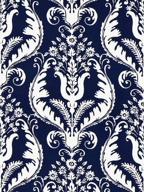 Scalamandre SC 000516597 NAVY PRIMAVERA LINEN PRINT Fabric - Eade's Wallpaper