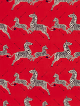 Scalamandre SC 000516641 MASAI RED ZEBRAS PETITE Fabric - Eade's Wallpaper
