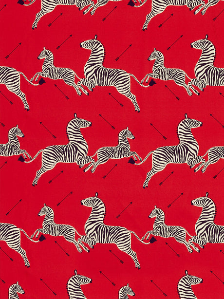 Scalamandre SC 000516641 MASAI RED ZEBRAS PETITE Fabric - Eade's Wallpaper
