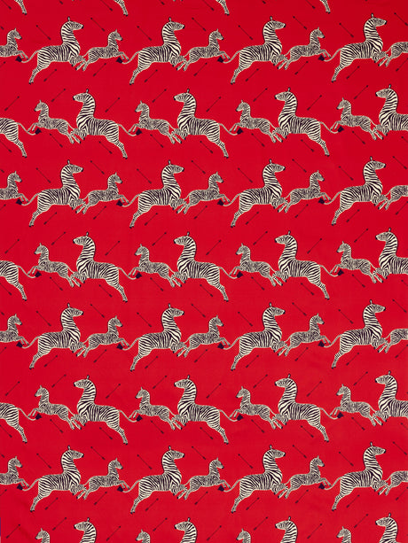 Scalamandre SC 000516641 MASAI RED ZEBRAS PETITE Fabric - Eade's Wallpaper