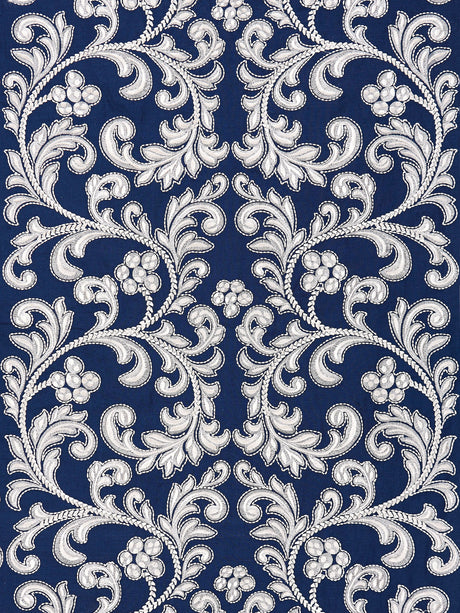 Scalamandre SC 000527029 INDIGO CHIARA EMBROIDERY Fabric - Eade's Wallpaper