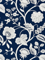 Scalamandre SC 000527151 NAVY KENSINGTON EMBROIDERY Fabric - Eade's Wallpaper