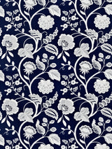 Scalamandre SC 000527151 NAVY KENSINGTON EMBROIDERY Fabric - Eade's Wallpaper