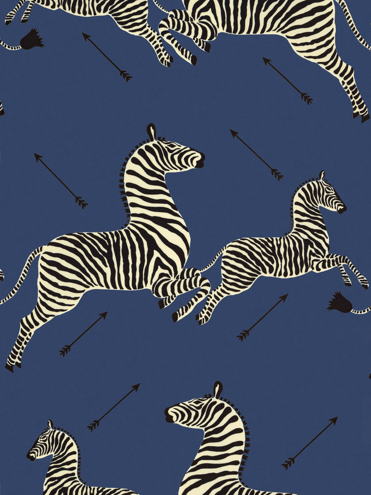 Scalamandre SC 000536378 DENIM ZEBRAS - OUTDOOR Fabric - Eade's Wallpaper